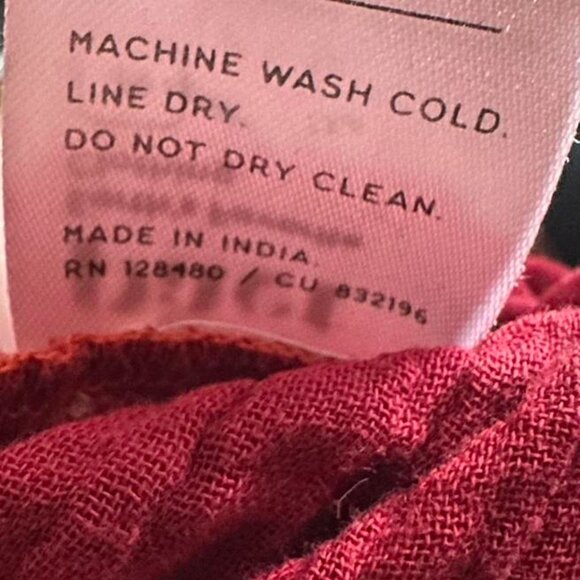 Pact Organic Cotton Coastal Double Gauze Tie Waist Crop Jumpsuit Red SZ Medium - Picture 6 of 6